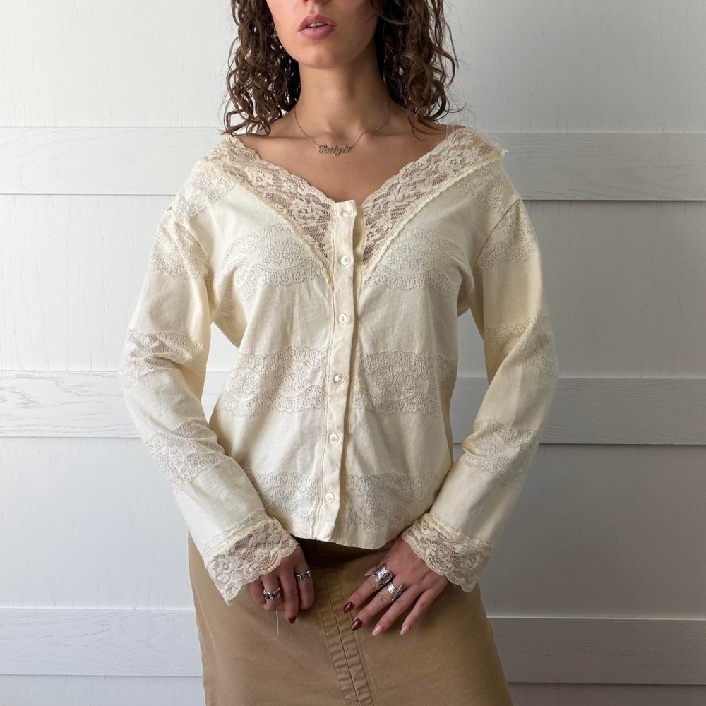 Vintage Ivory Pointelle Lace Cardigan